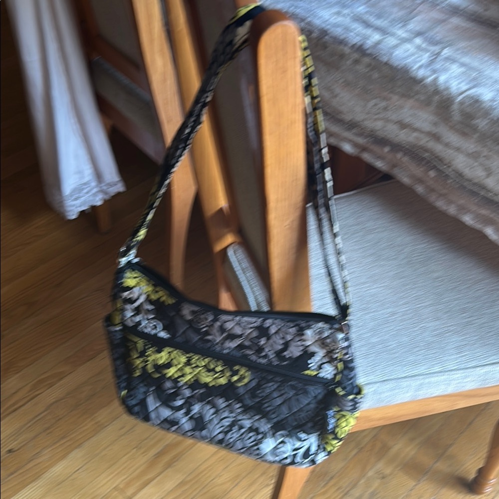 Vera Bradley Black and Yellow Floral Shoulder Bag - Picture 2 of 10